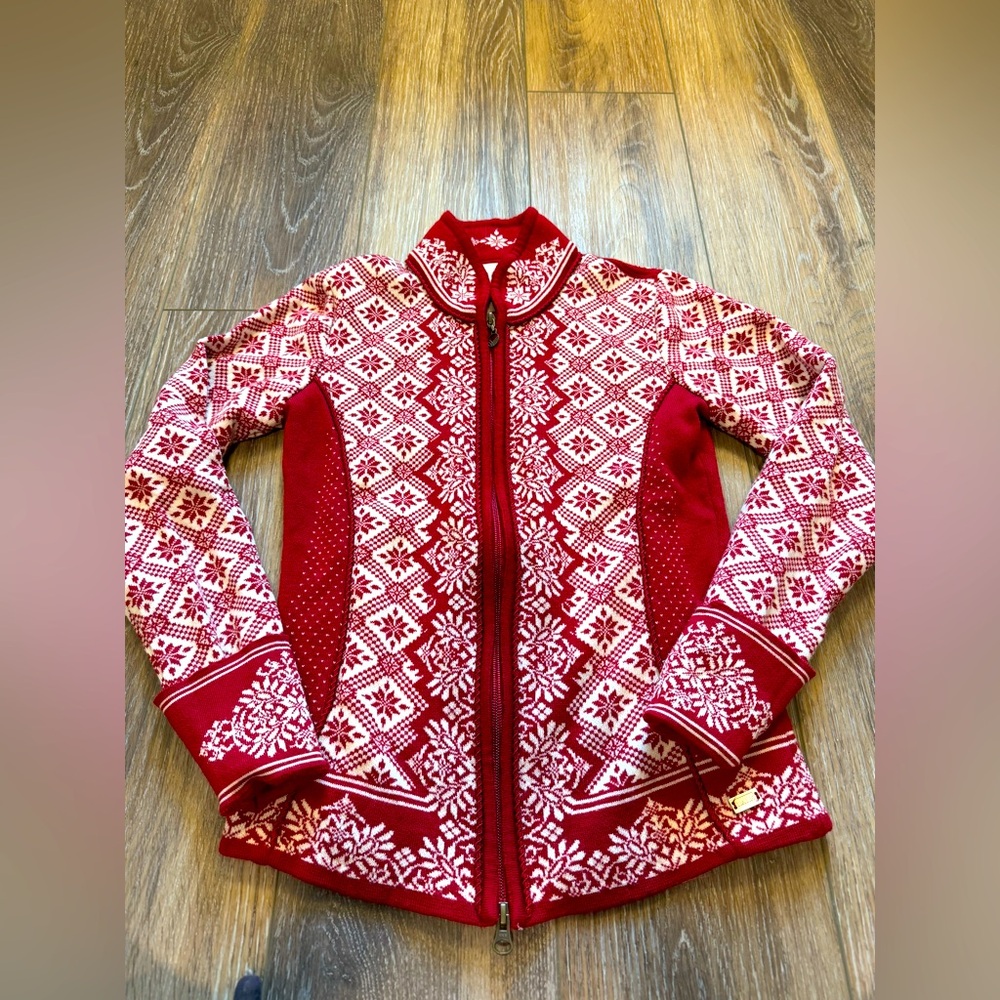 Dale of Norway Red and White Patterned Sweater Small Superior Quality